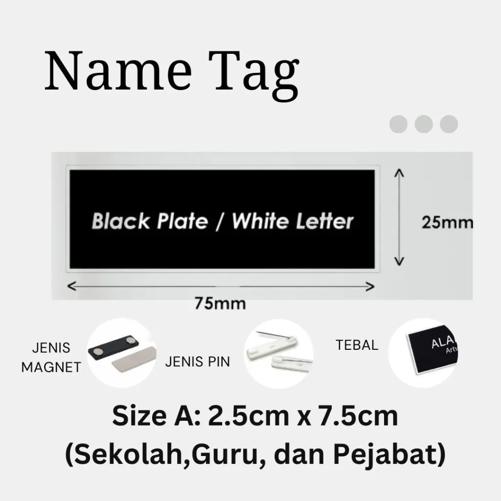 Name Tag Cikgu, Murid dan Pekerja Pejabat